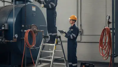 Boiler repair technician servicing a home in Highland Park, IL