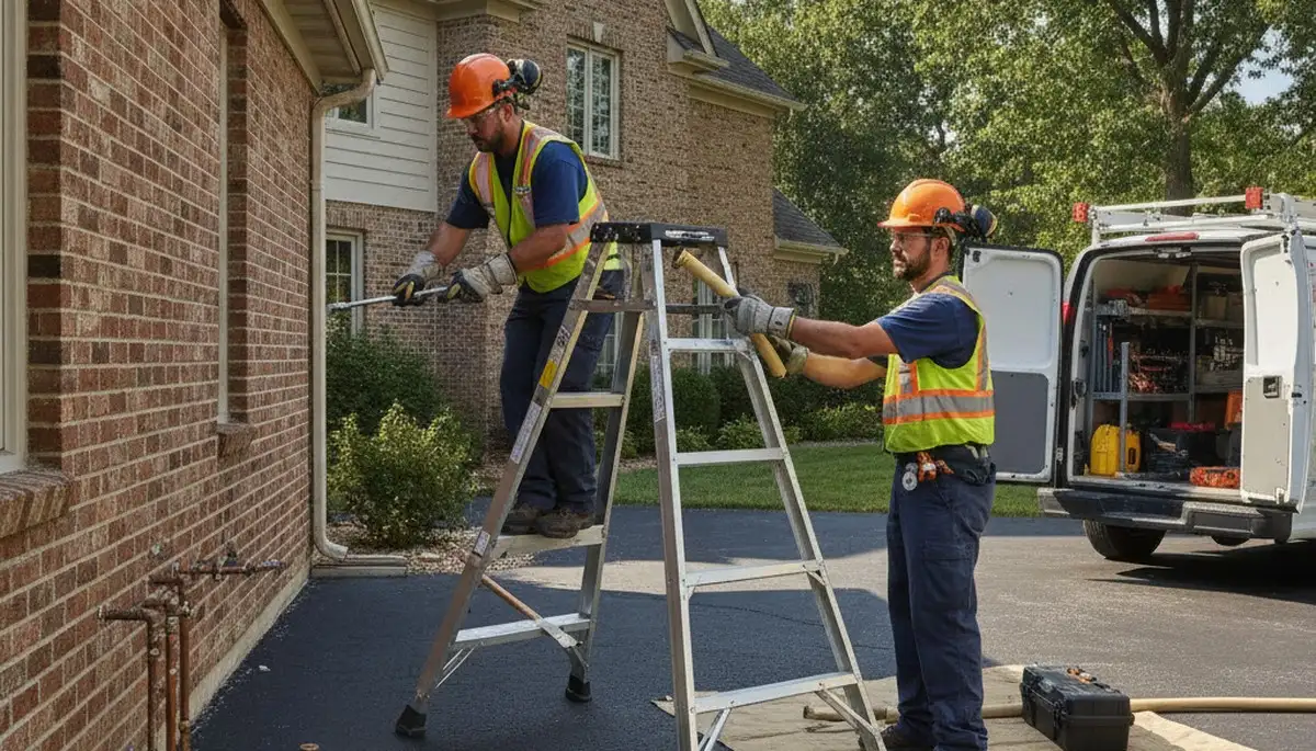 Plumber repairing a pipe in Highland Park, IL for emergency plumbing repair services