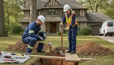 Plumbing repair truck serving Highland Park, IL for emergency leak and pipe repair services