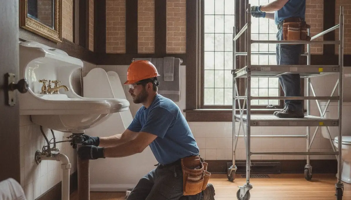 Plumber repairing a pipe in Highland Park, IL for local plumbing service