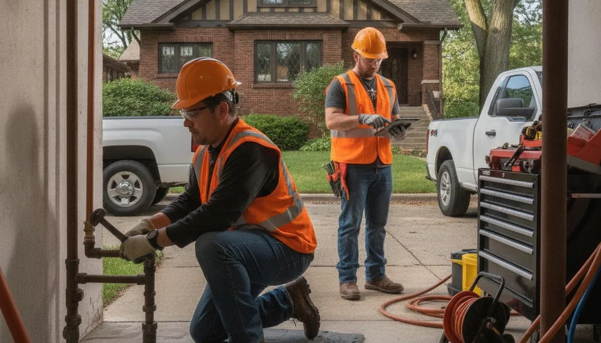Highland Park, IL plumber repairing a pipe for a residential plumbing service