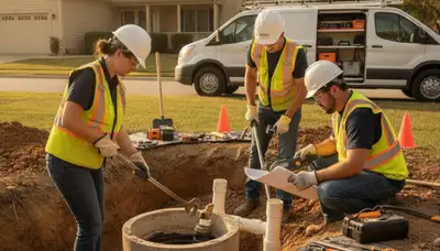 Septic repair service truck in Highland Park, IL for prompt home plumbing assessments