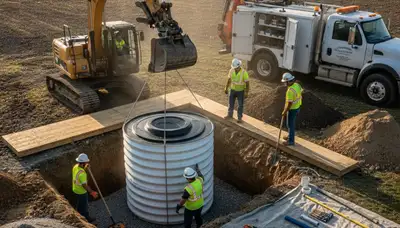 Septic tank installation in Highland Park, IL by On Call Plumbers for residential site prep and setup